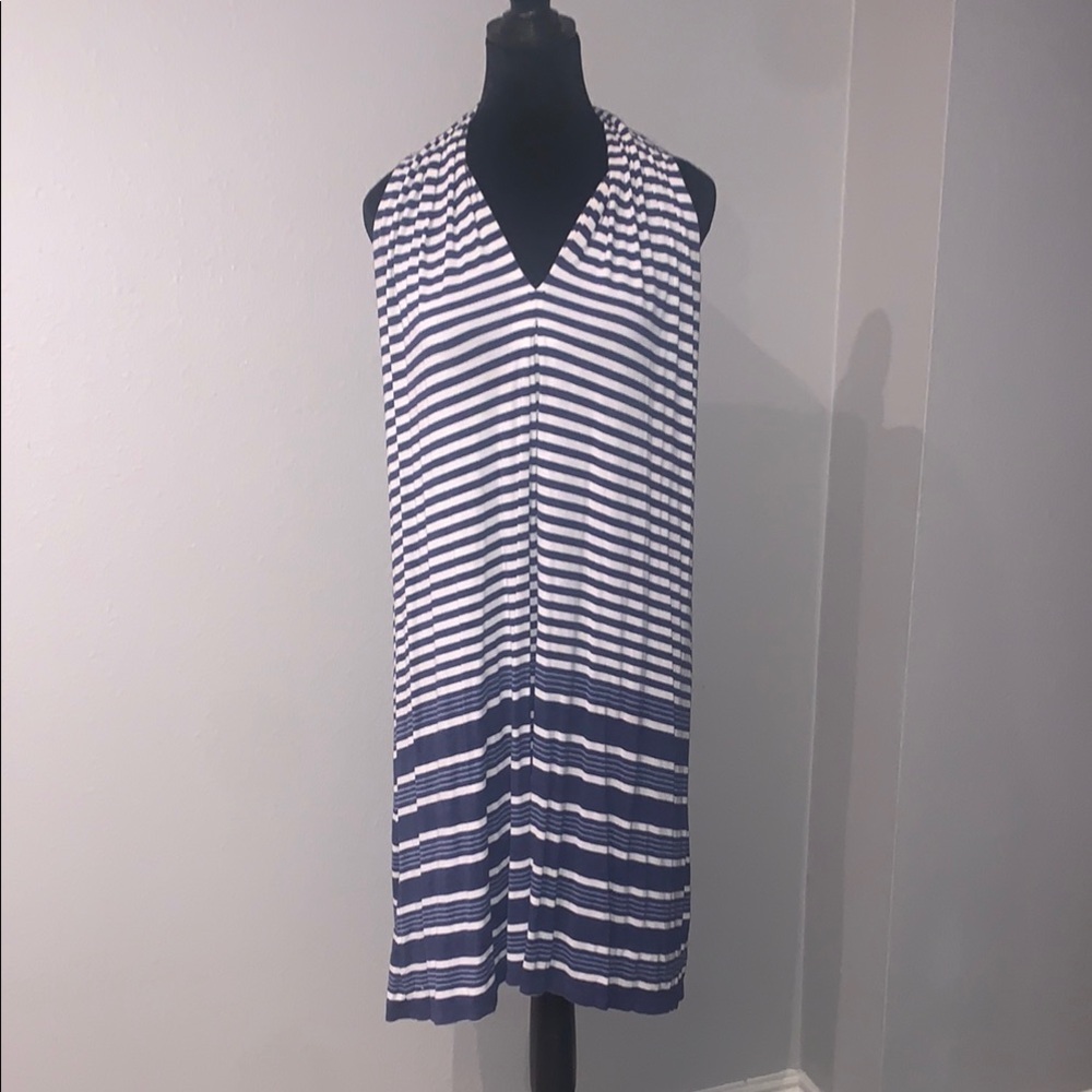Striped Halter Dress in Navy and White